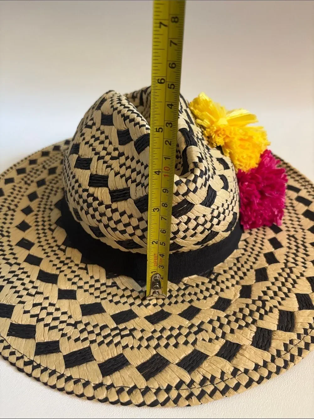 Vintage Helene Berman Resort Pom Pom Straw Hat ~ New With Tags ~ Made in Italy